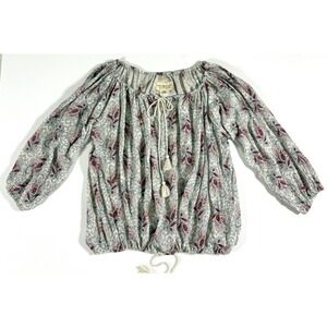 Ralph Lauren Denim & Supply Boho Floral Peasant Blouse M Off Shoulder Romantic
